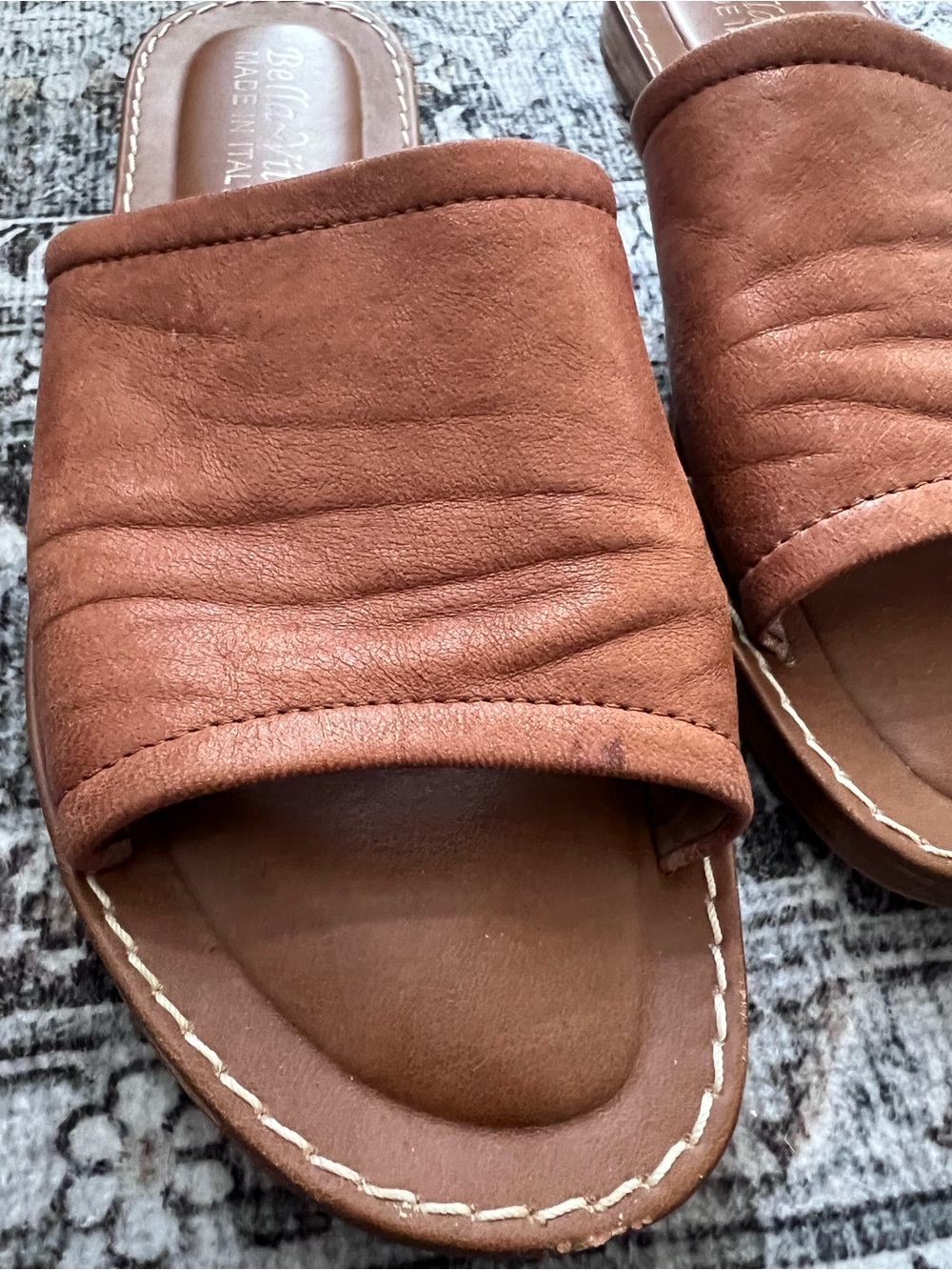 Bella Vita Rust-Tan Leather Slide Mules - Picture 5 of 5